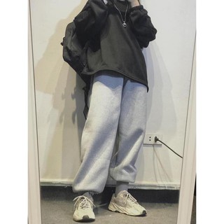 Bộ Đồ Nỉ SUNHEART Unisex [FREESHIP] 🌸 Set quần jogger xám áo thun dài tay form rộng oversize nam nữ Ulzzang HOT 🌸