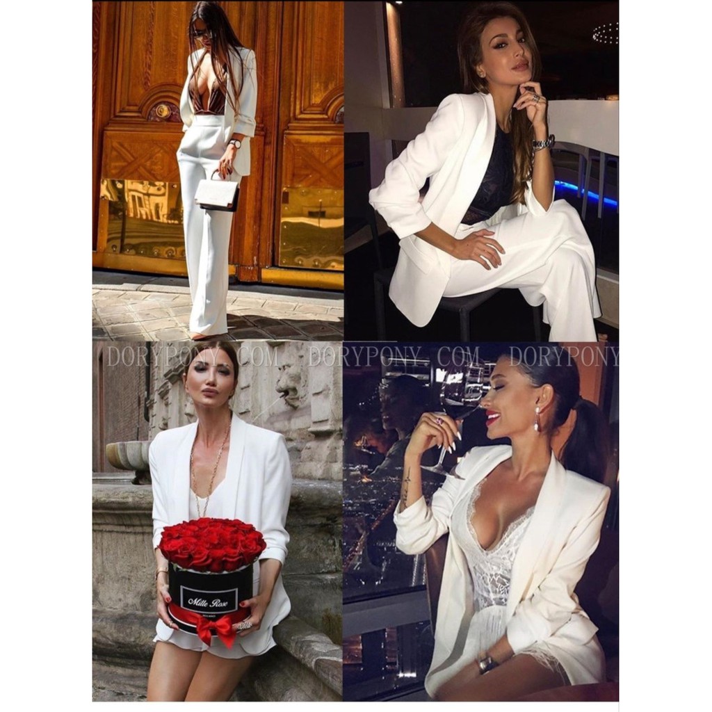 Áo Khoác BLAZER LỤA TRẮNG DORYPONY SOMI TREND SUIT – AK072 (Chất LỤA cao cấp) - Có ảnh thực tế - Mẫu mới 2021