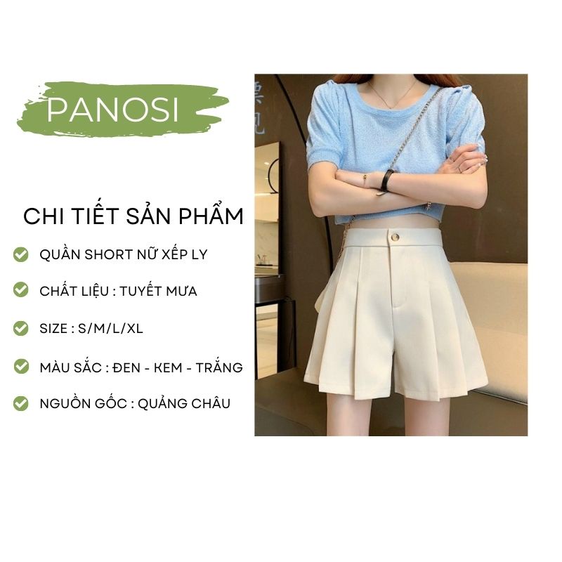 Quần short nữ xếp ly quần đùi nữ tuyết mưa đính cúc sang trọng PANOSI - Mã Q623