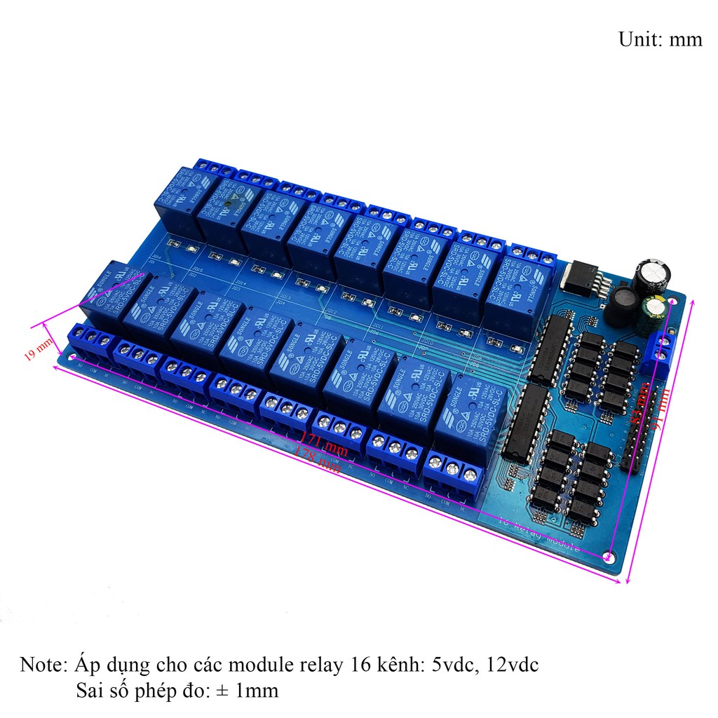 Module 16 Relay Với Opto Cách Ly (5VDC) - R8KX