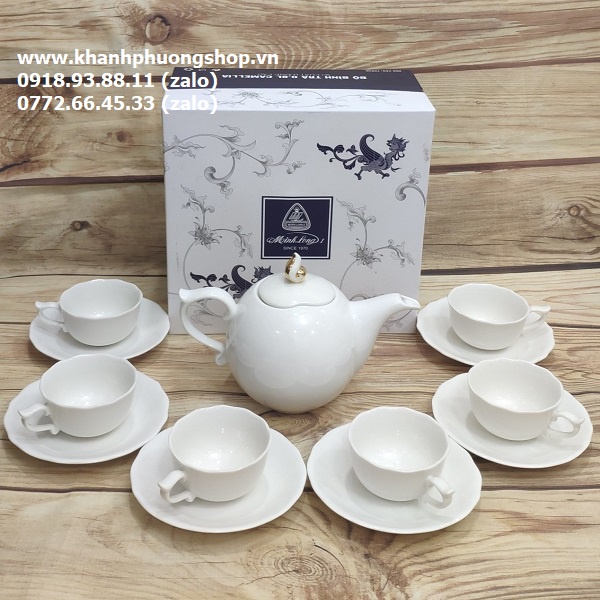 Bộ bình tách trà mẫu đơn chỉ vàng sứ Minh Long - bộ bình tách trà Mẫu Đơn chỉ vàng