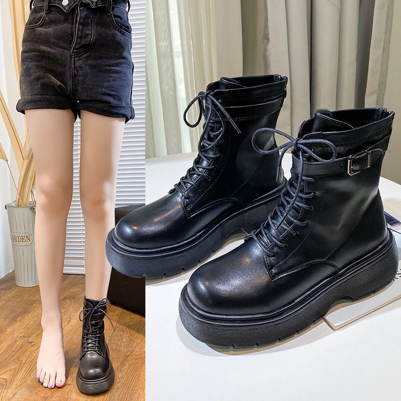 Boot cổ lửng da mềm khoá sau ullzang cao 5cm G52 | BigBuy360 - bigbuy360.vn
