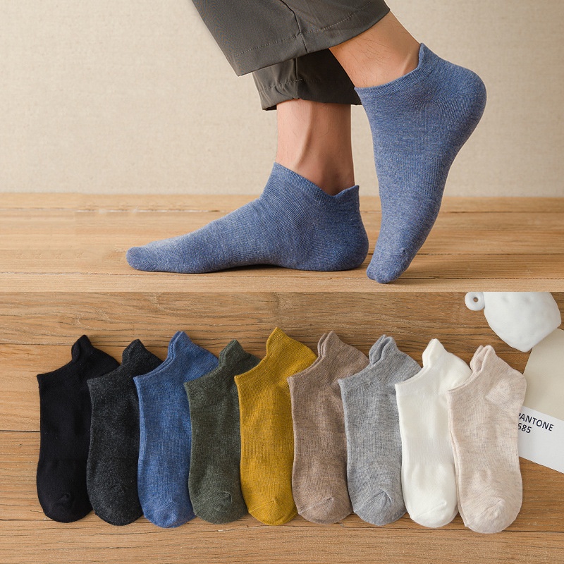 Vớ thuyền WAFNHA D436 bằng cotton màu trơn thoáng khí dành cho nam