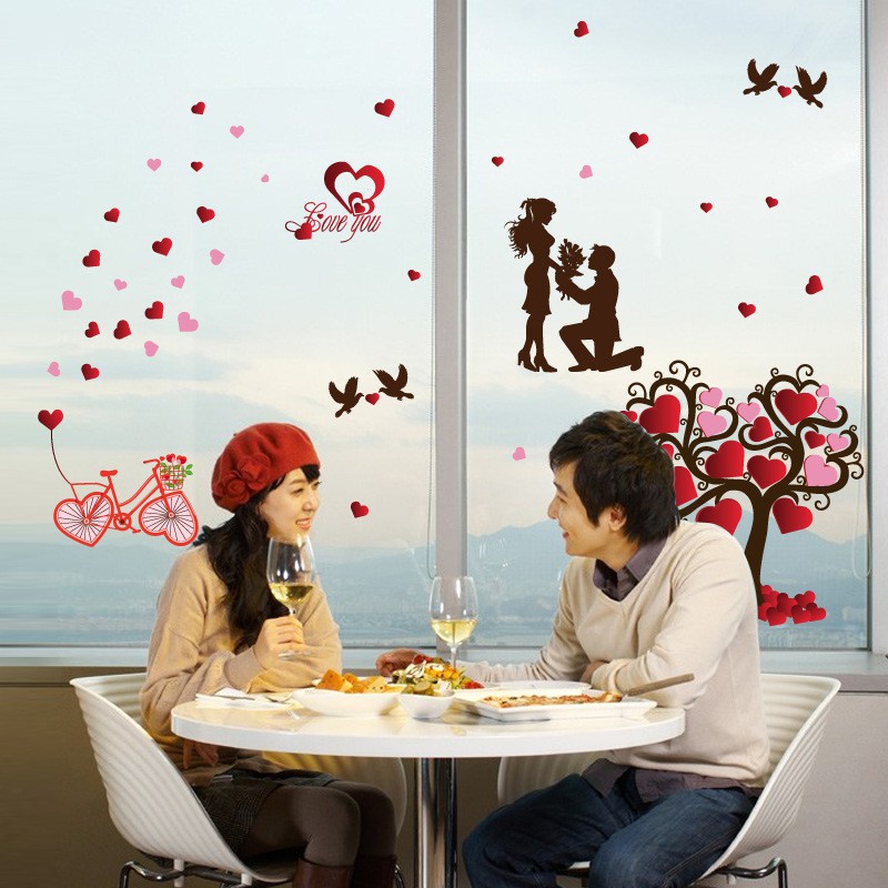 Decal dán tường Trái tim tình nhân 3