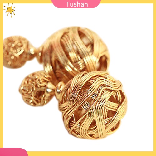 Đôi khuyên tai hình quả bóng mạ vàng thời trang cho nữ