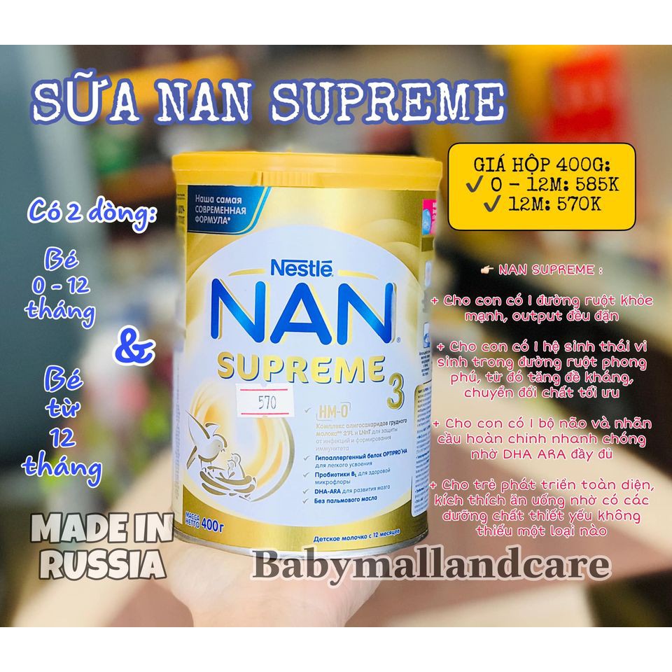 SỮA NAN SUPREME HM-O NHA 400GR DATE THANG 11/2022