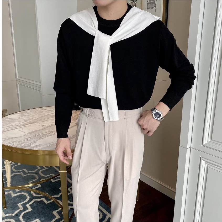 Áo sweater Nam Phối Màu Tương Phản Thời Trang Cho Hàn Quốc áo thun nam tay dài Simple Fashion áo phông rộng áo sweater form rộng bigsize