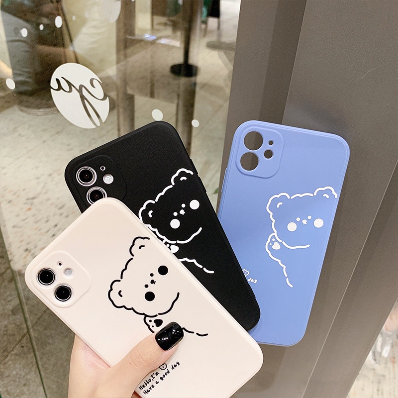 Ốp Lưng Iphone Cạnh Vuông Gấu Hello, BVC , Iphone5/5s/6/6plus/6s/6splus/7/7plus/8/8plus/x/xr/xs/11/12/pro/max- Sencase