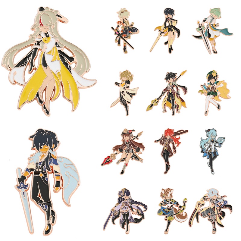 Huy Hiệu Cài Áo Kim Loại Hình Anime Genshin impact tmdbyx