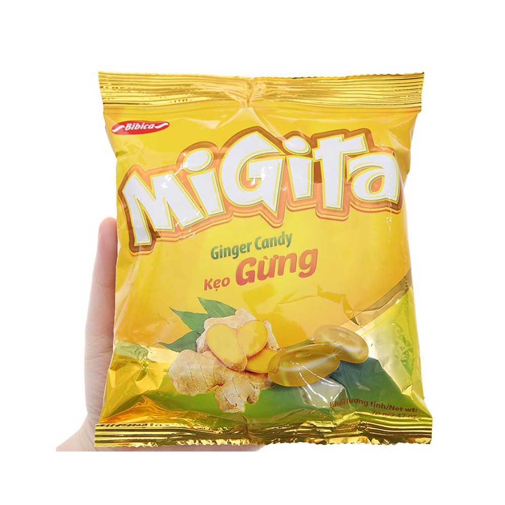 Combo 3 Kẹo Cứng Migita Gừng Bibica 70g