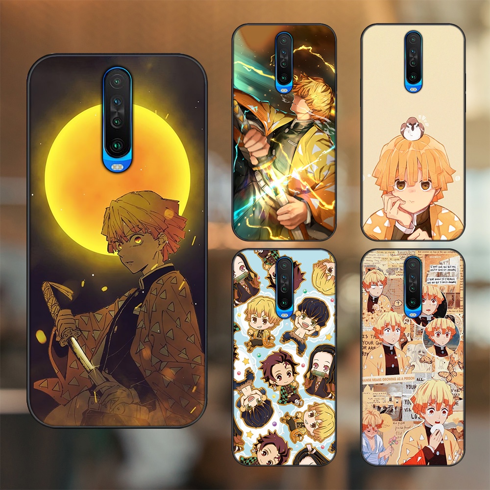 Ốp lưng Xiaomi K30 viền đen in hình Zenitsu Kimetsu no Yaiba