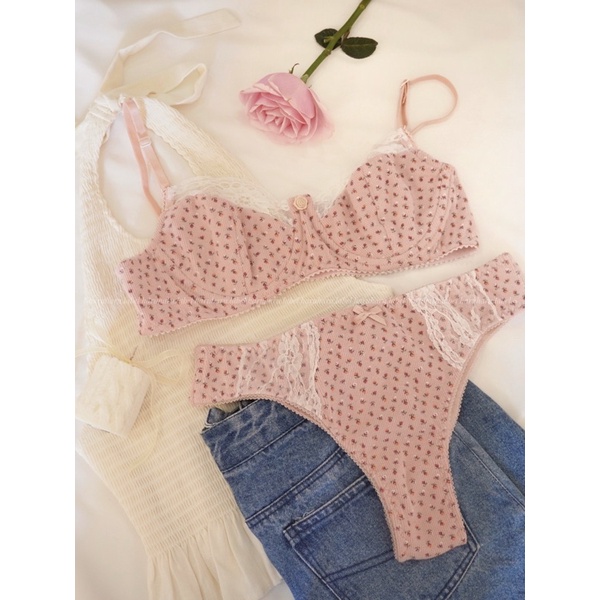 [Mã 252FASHIONSALE giảm 12% đơn 99K] Cotton Crush Áo lót có gọng hồng hoa nhí xinh xắn haruharu.label | BigBuy360 - bigbuy360.vn