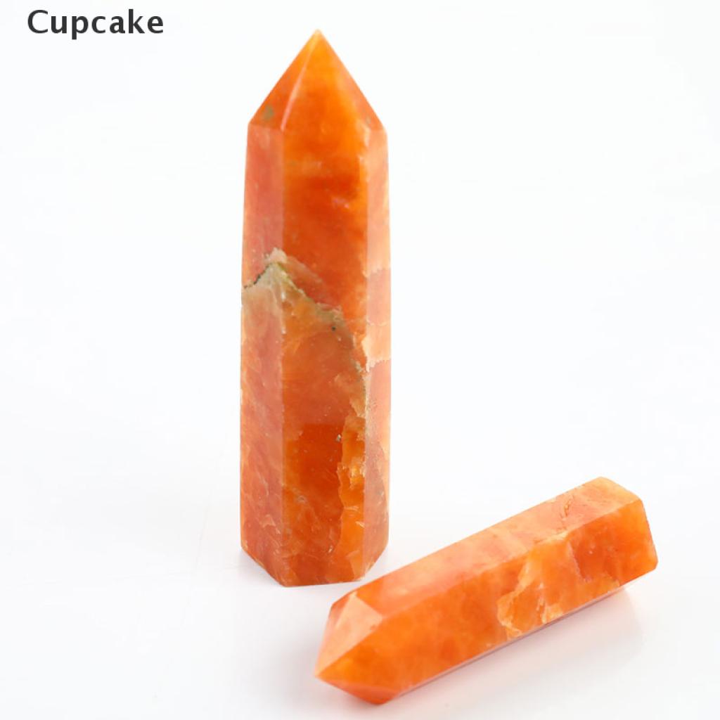 Cupcake 1pc Natural Sunstone Healing Energy Stone Quartz Tower Orange Ornament Reiki VN