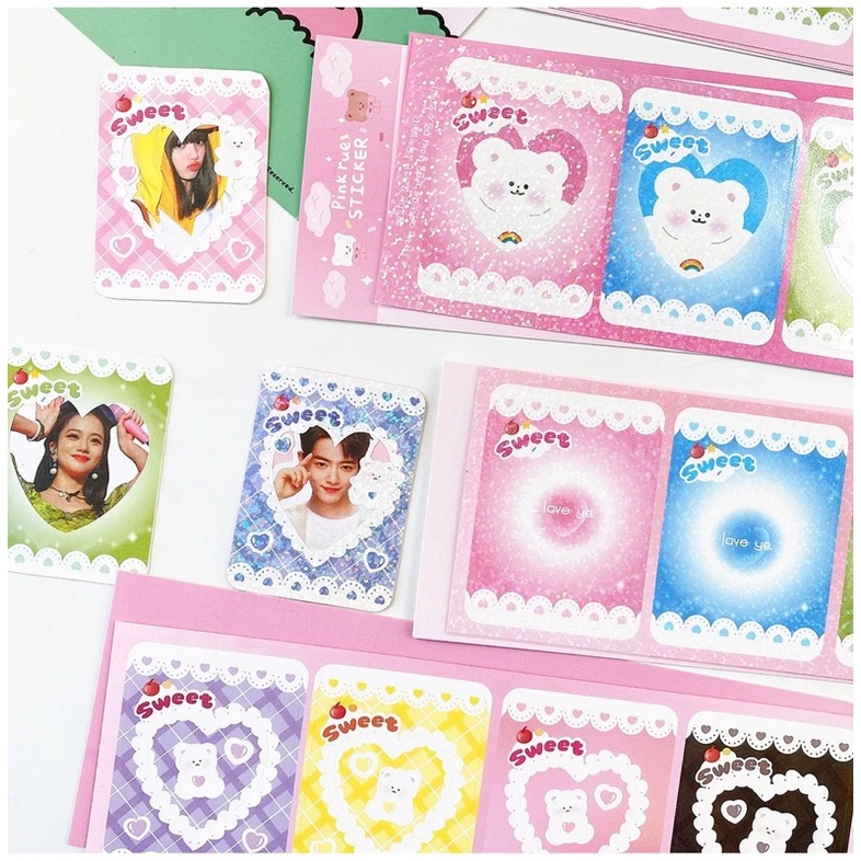 Set photo frame gấu siêu dễ thương_khung dán trang trí card