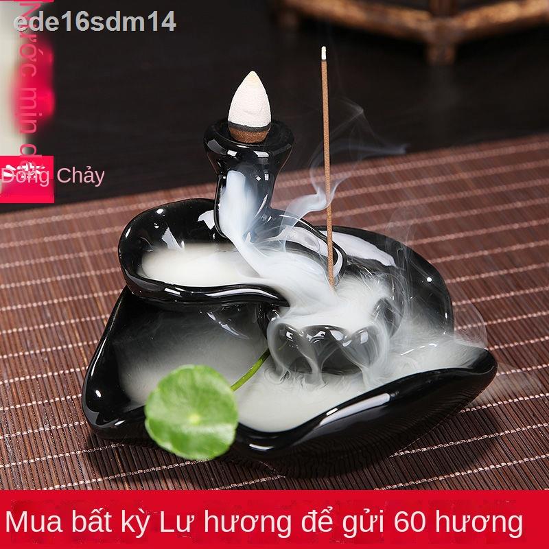 ☄◑✌Dòng chảy ngược lư hương đồ trang trí sáng tạo gia dụng núi cao nước trong nhà trầm may mắn gốm gỗ