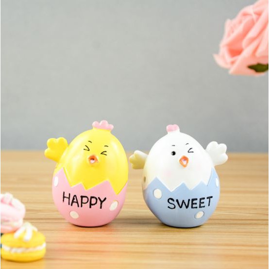 Phụ Kiện Trang Trí Bánh Sinh Nhật Bánh Kem - Cặp Đôi Gà Vương Miện