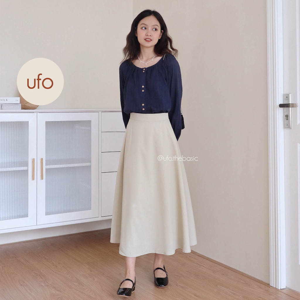 Chân váy midi chữ A 2 lớp - Flowy Skirt - ufo.thebasic