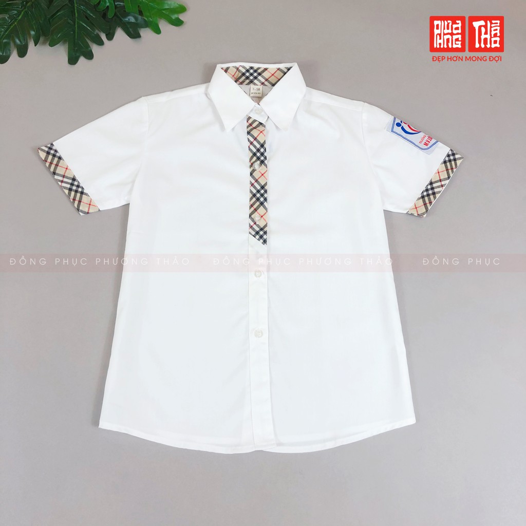 Áo sơ mi nữ cộc tay đồng phục Lomonoxop Cấp 2 & 3