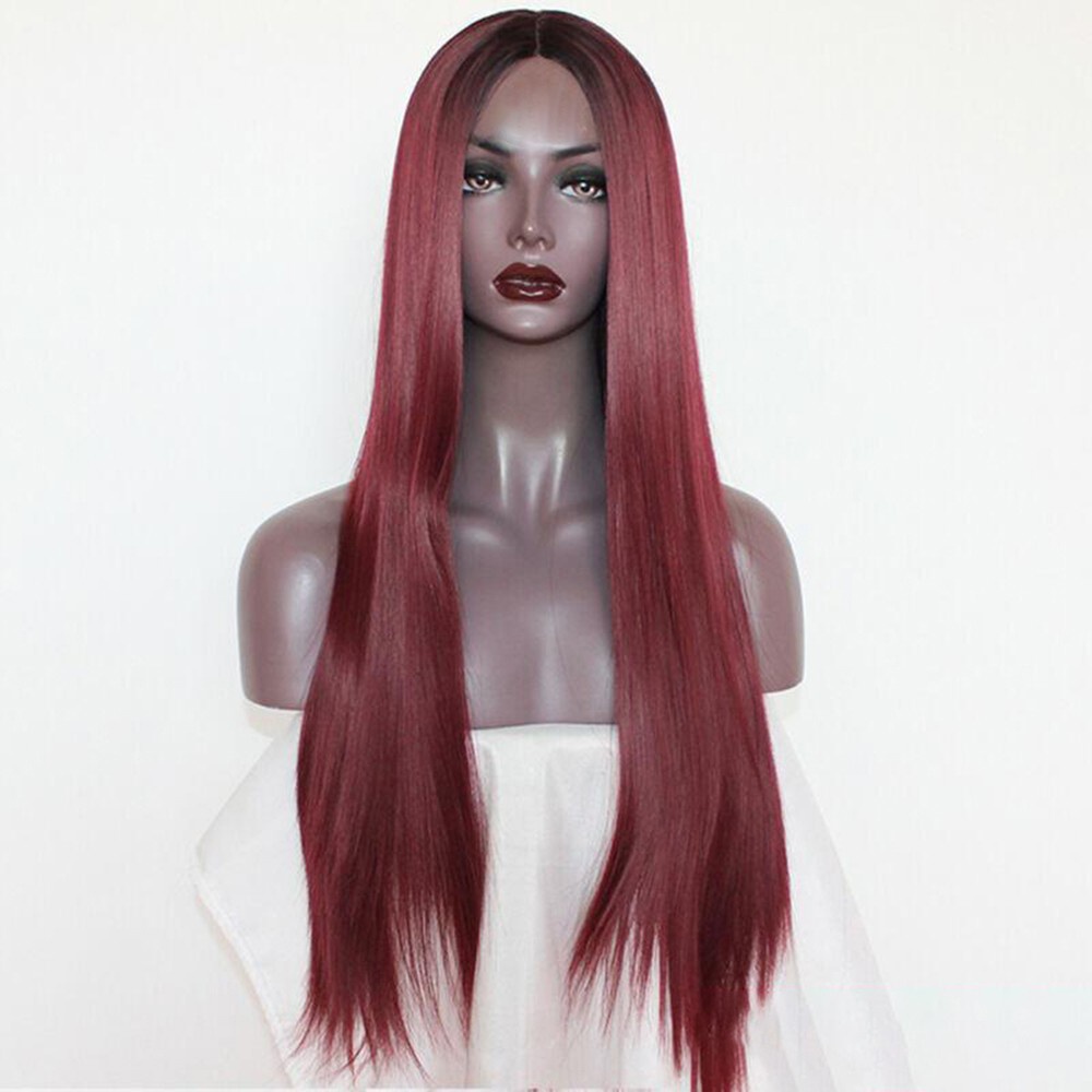 [Hàng mới về] Tóc giả thẳng chịu nhiệt cao màu đỏ rượu vang
