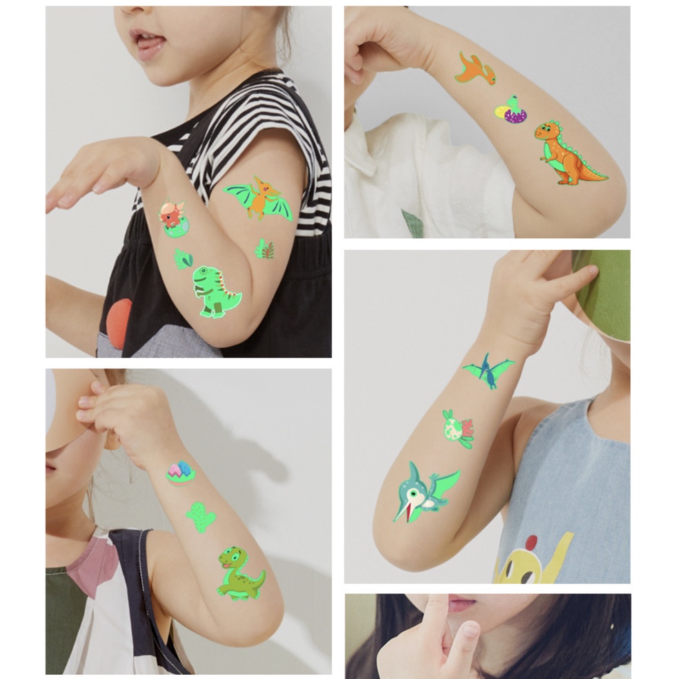 Hình xăm tatoo nhiều chủ đề PHẢN QUANG sticker dán chống thấm nước cho bé trai bé gái sáng tạo vui chơi an toàn