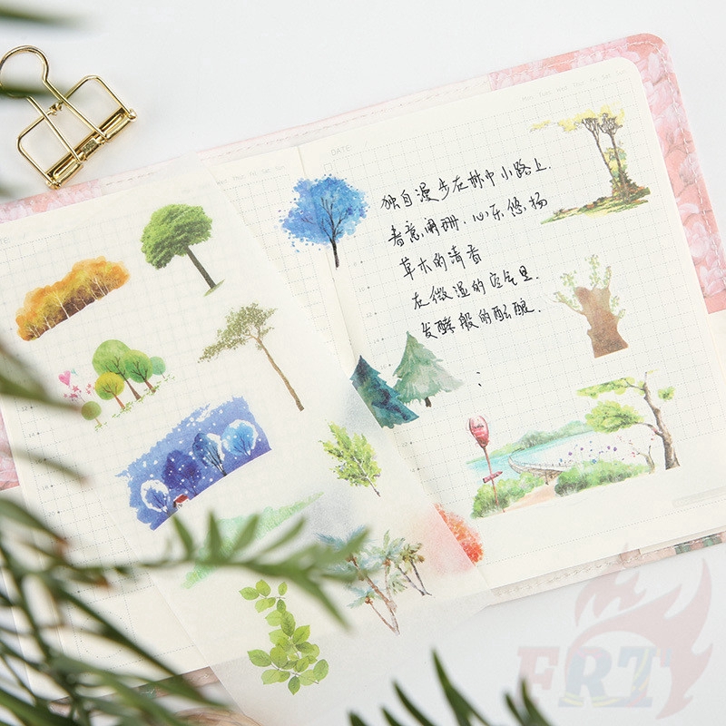 &gt; Ready Stock &lt; ❉ Spring Time Giấy và decal dán tường ❉6Sheet/Set DIY Diary Scrapbooking Decals Stickers