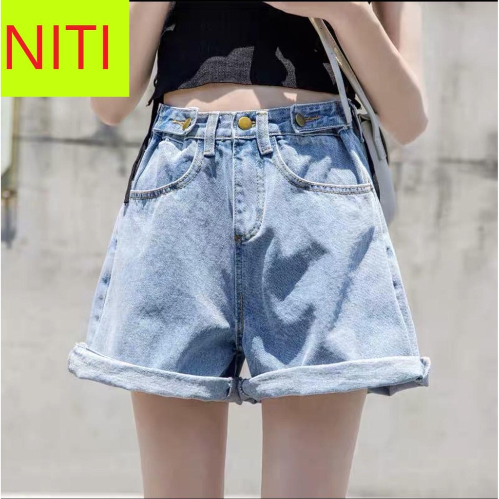 QUẦN JEAN NGỐ LỬNG NỮ MÀU XANH NHẠT LAI CUỐN CÓ CẠP CHỈNH SIÊU HOT-NITI