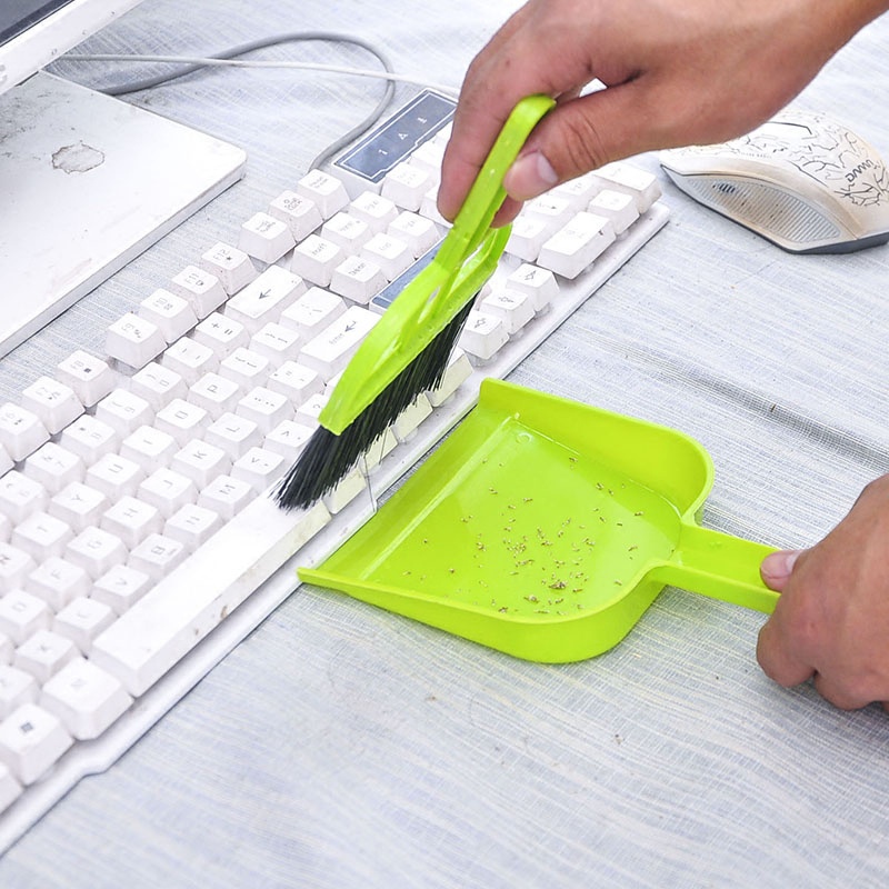 Bộ chổi và xẻng quét bàn phím máy tính- quét bàn thờ - chổi quét bụi kèm ki hốt rác mini