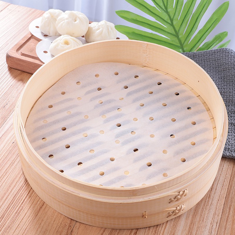 [100 Tờ] Giấy Nến Đục Lỗ, Tròn, Chống Dính Cho Nồi Chiên Không Dầu, Lót Xửng Hấp Size 23cm | BigBuy360 - bigbuy360.vn