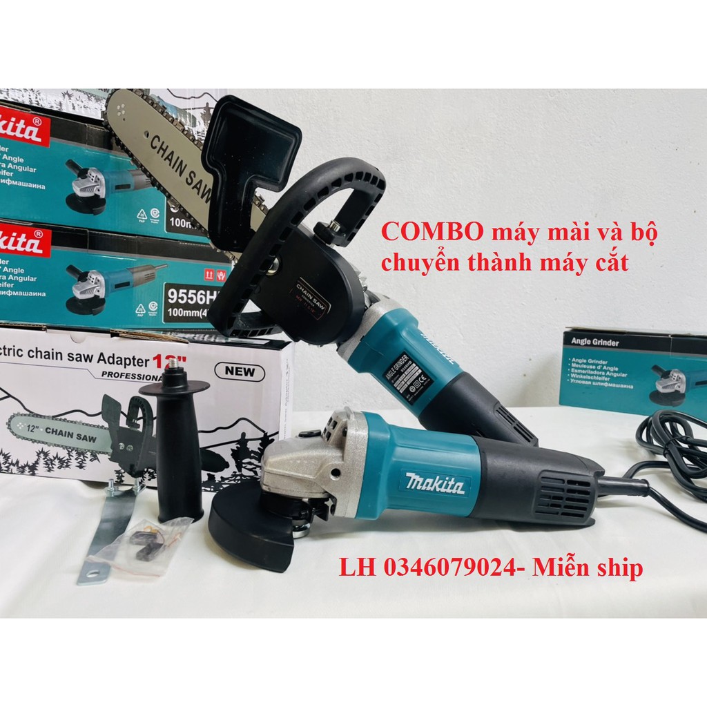 COMBO 01 MÁY MÀI GÓC CẦM TAY MAKITA + 01 LƯỠI CƯA XÍCH KÈM PHỤ KIỆN - PHIÊN BẢN CÓ LÁ CHẮN SẮT BẢO VỆ- KẾT HỢP MÁY MÀI T