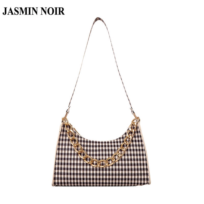 Túi xách đeo vai JASMIN NOIR họa tiết sọc caro thời trang sành điệu cho nữ