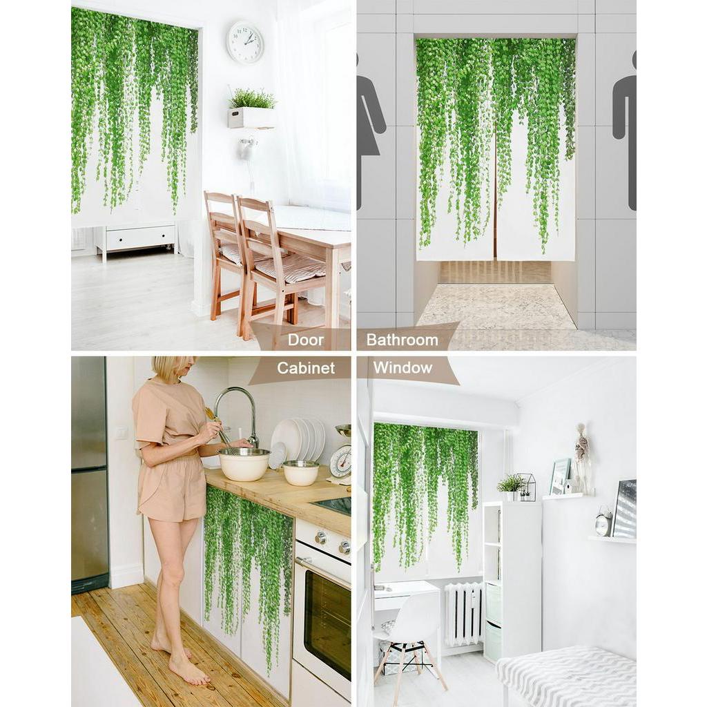 Rèm Cửa Chia Phòng Họa Tiết Lá Cây Mây Phong Cách Nhật Bản Trang Trí Nhà Bếp / Phòng Ngủ