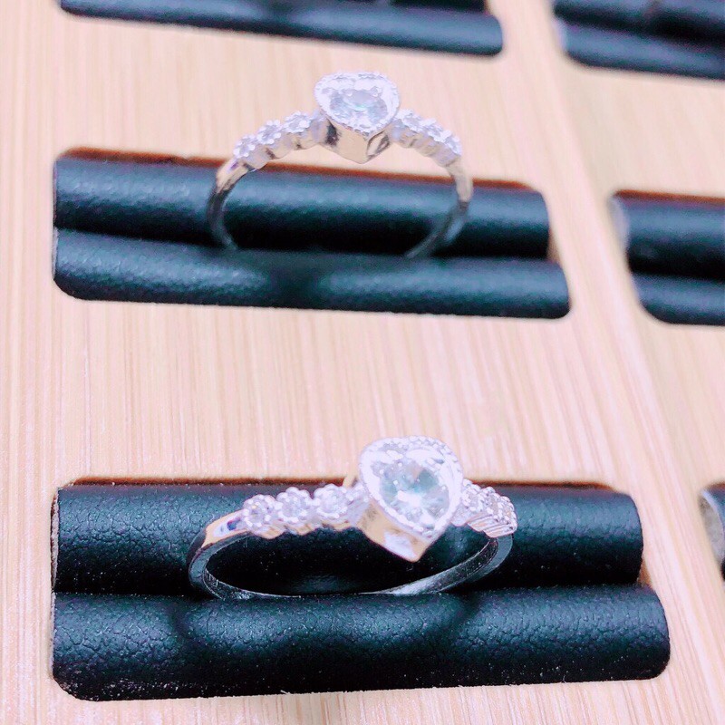 NHẪN NỮ BẠC TA ĐÍNH ĐÁ MẶT TIM XINH XẮN LINH MIU SILVER