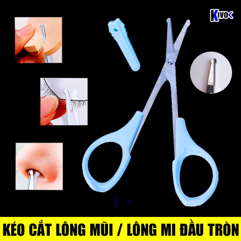 Kéo cắt tỉa lông mi, lông mày, lông mũi (thép không gỉ, nhựa êm tay)