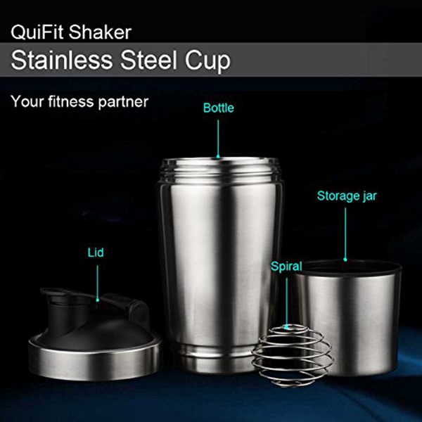 Bình Lắc Protein Bằng Thép Không Gỉ 700ML + 200ML