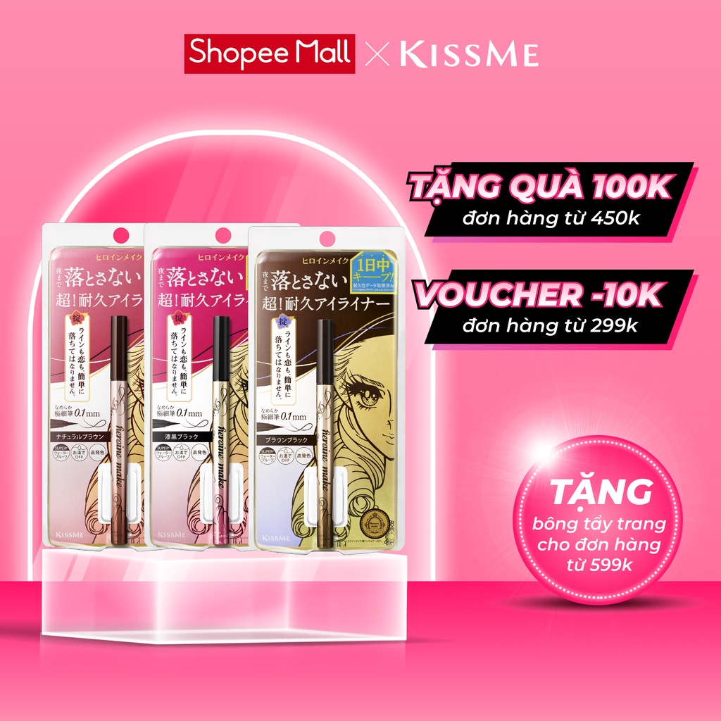 Chì kẻ mắt nước Kiss Me Heroine Make Prime Liquid Eyeliner Rich Keep siêu bền màu 6g