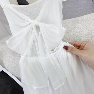 ĐẦM MAXI TRẮNG 2S NƠ LƯNG ĐUÔI CÁ