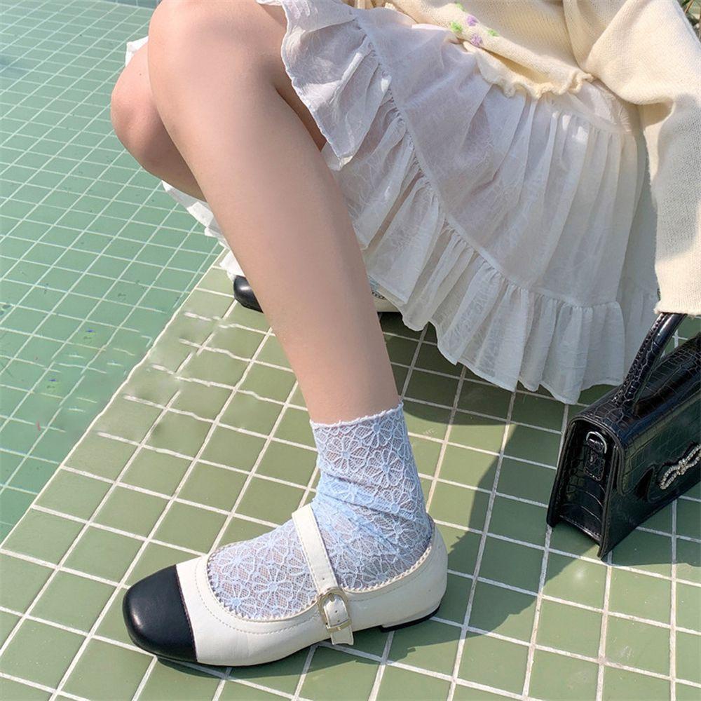 Vớ Vải Lụa Phối Ren Hoa Phong Cách Lolita Thời Trang Mùa Xuân Cho Nữ