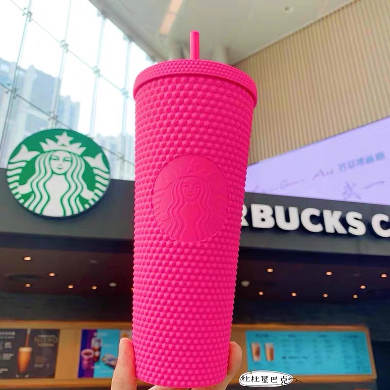 100% Authentic Starbucks Tumbler Tái Sử Dụng Starbucks Cốc Nhựa có Nắp Đậy và Rơm Cooler 700ml 24oz