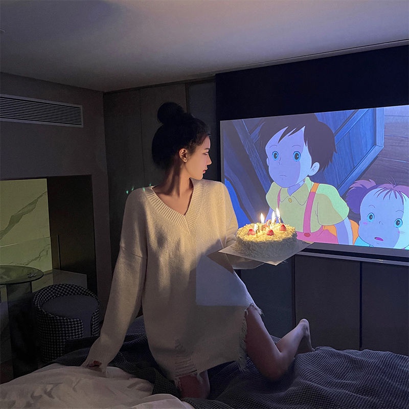 Jiashucheng Áo Sweater Trắng Cổ Chữ V Dáng Rộng Thiết Kế Rách Phong Cách Hàn Quốc Cho Nữ