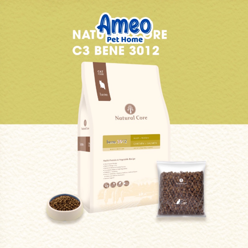 Thức ăn hạt mèo hạt hữu cơ Natural Core C3 Bene 3012 Thịt gà Cá hồi | Tốt tiết niệu tim mạch | mèo con kitten