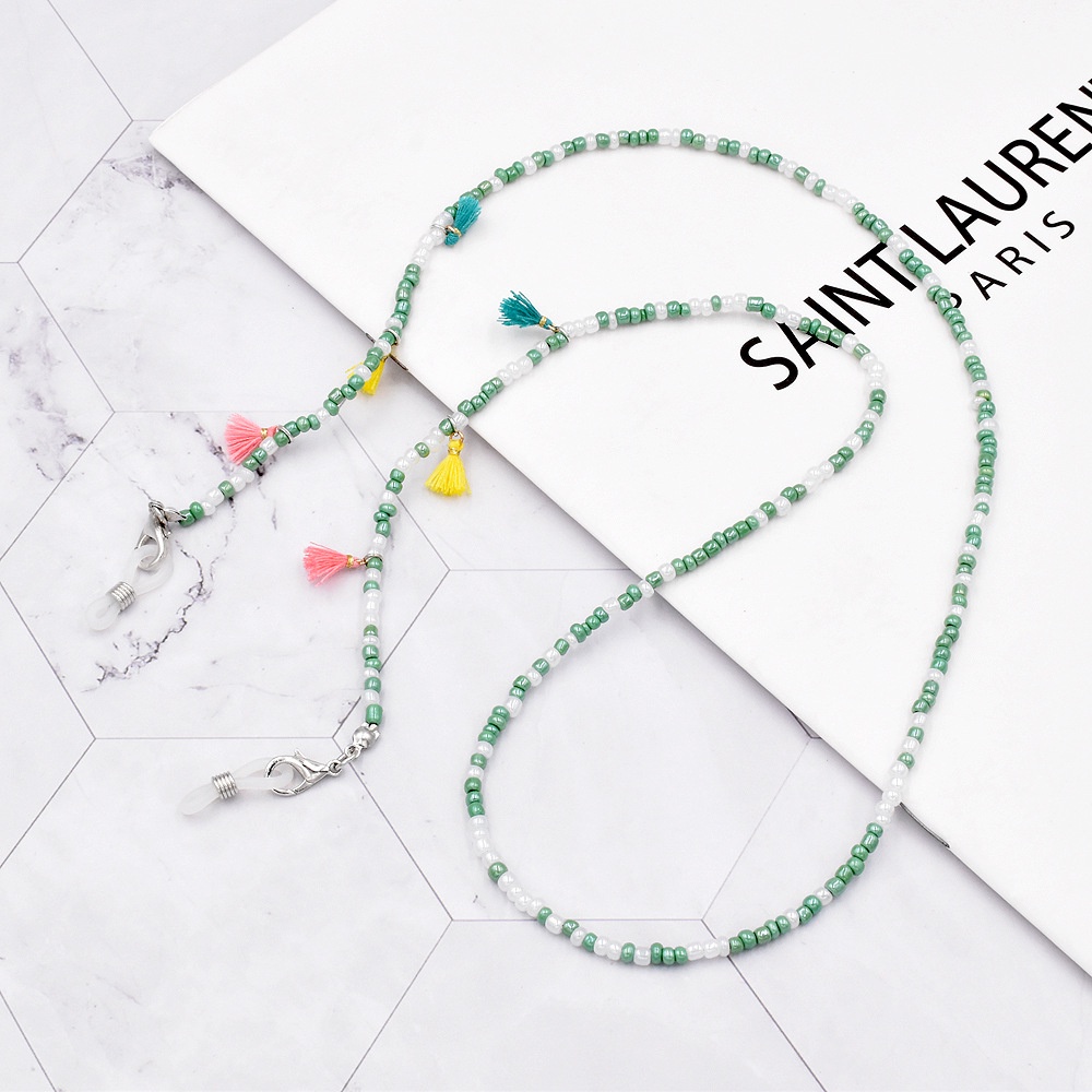 Dây Đeo Mắt Kính Xâu Hạt Ngọc Trai Tua Rua Phong Cách Mới Chống Mất