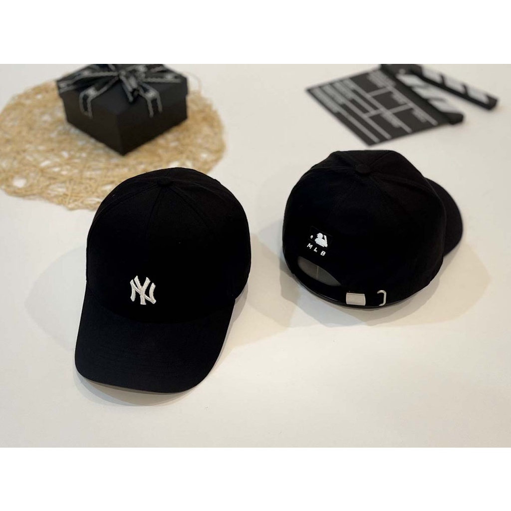 Mũ lưỡi trai đen MLB thêu chữ NY trắng Hàn Quốc, nón kết hàng xuất dư cao cấp phong cách Hàn Quốc.