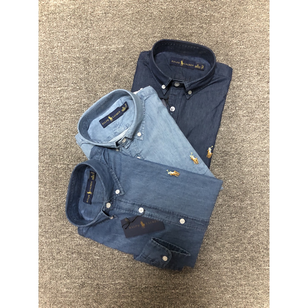 Áo Sơ Mi Công Sở Vải Denim Thêu Hình Ralph 2022 Laurens