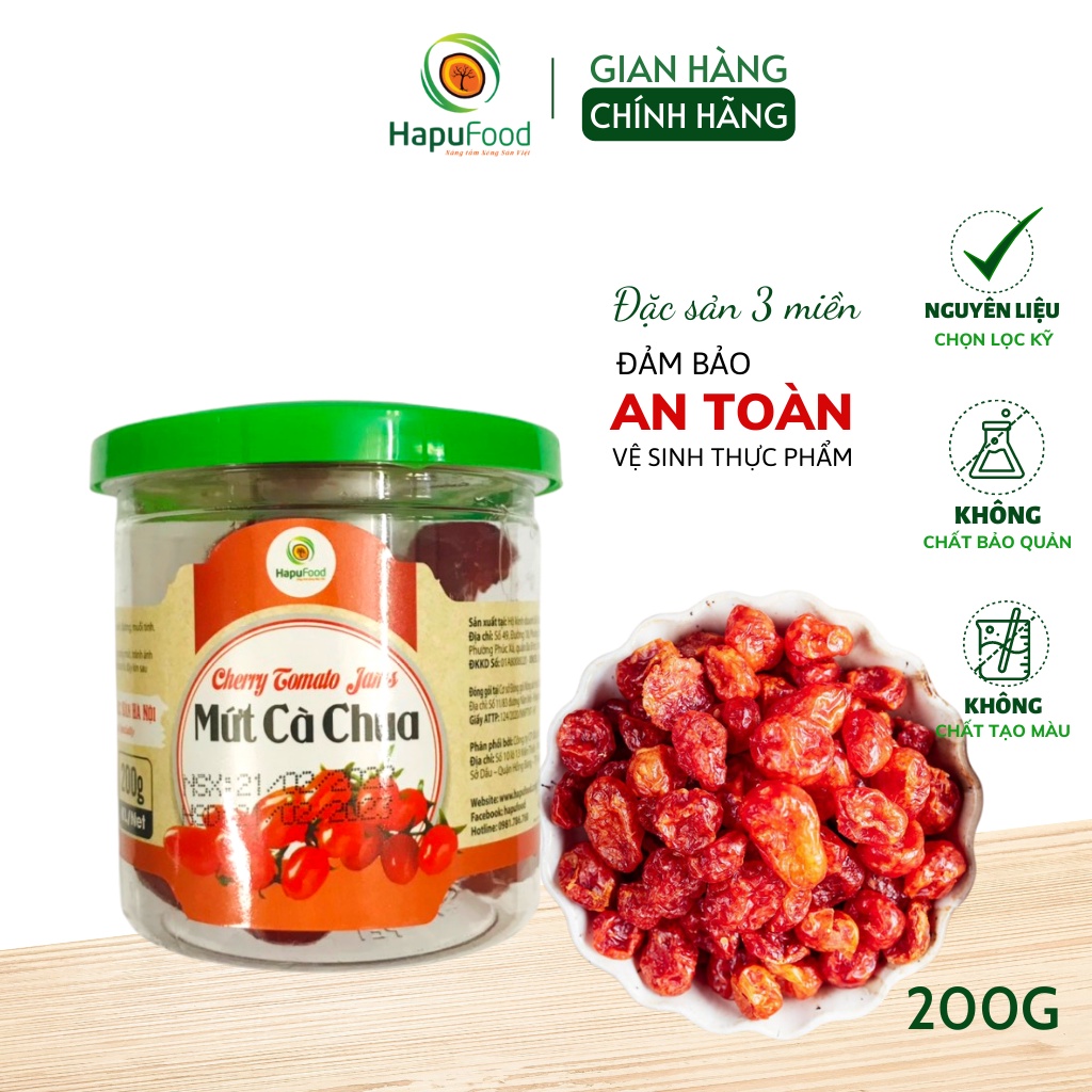 Mứt cà chua nguyên quả HAPUFOOD 200Gram dinh dưỡng, đảm bảo ATVSTP