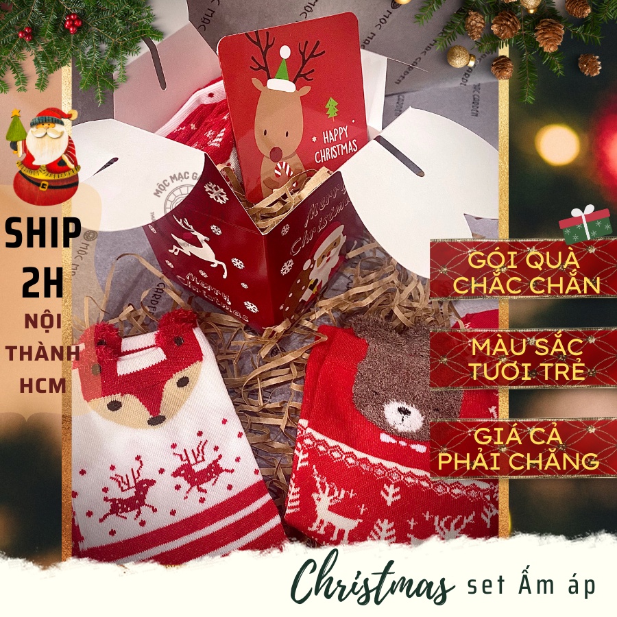 (X-MAS GIFT BOX) Set quà tặng Noel ấm áp đón Giáng Sinh kèm thiệp Merry Christmas