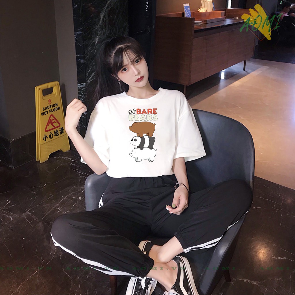 ÁÓ THUN UNISEX Gấu Hoạt Hình Đáng Yêu PHÔNG NAM NỮ GIA ĐÌNH CẶP ĐÔI CÓ SIZE TRẺ EM AOMIVN