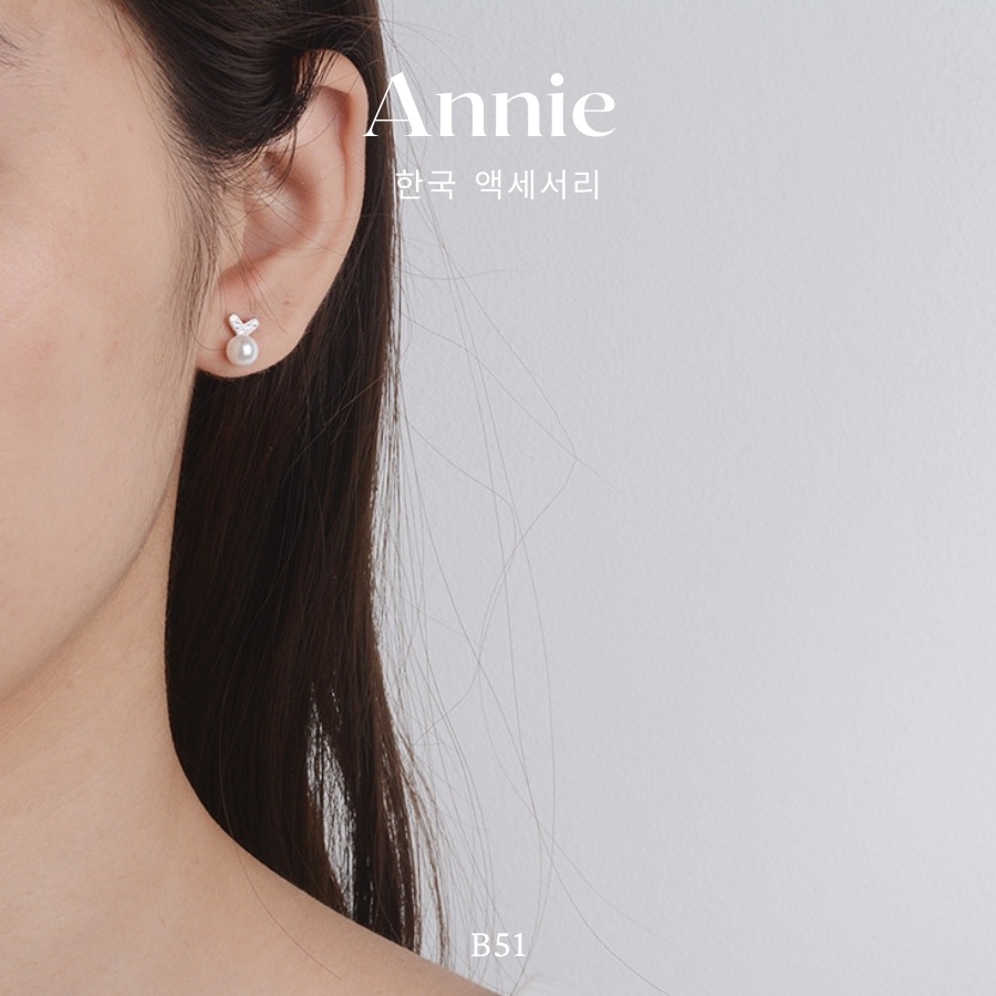 Bông tai tim bạc nhỏ phối ngọc trai nhân tạo xinh xắn nhẹ nhàng ANNIE - B51