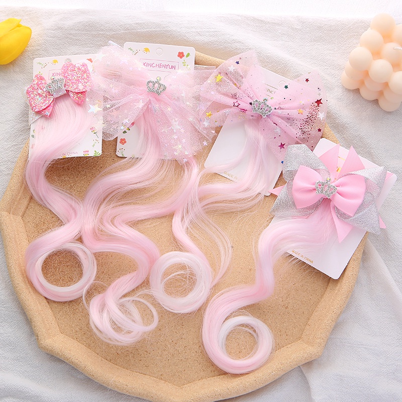 Tóc giả kẹp kiểu vương miện công chúa cho bé gái