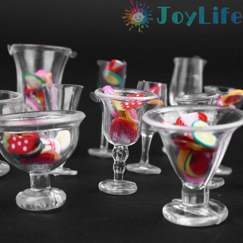 1 Set of 17 Pcs of Doll House Decoration Plastic Simulation Glass Model Cup Set