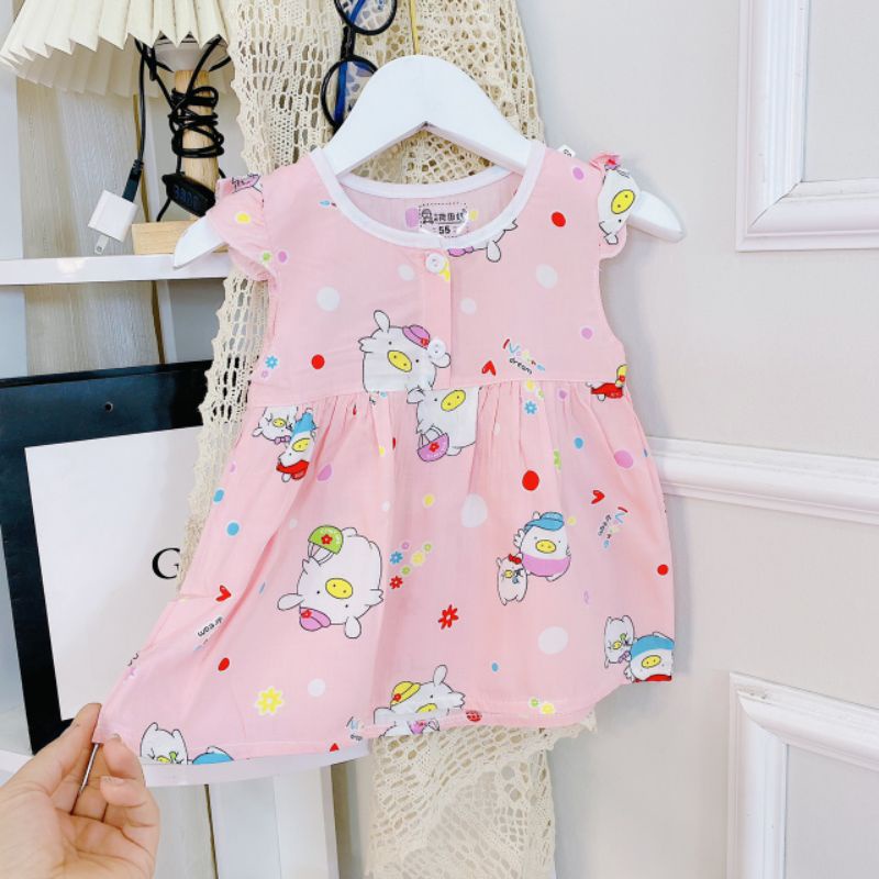 Váy lanh lụa bé gái từ 5-10kg hàng quảng châu
